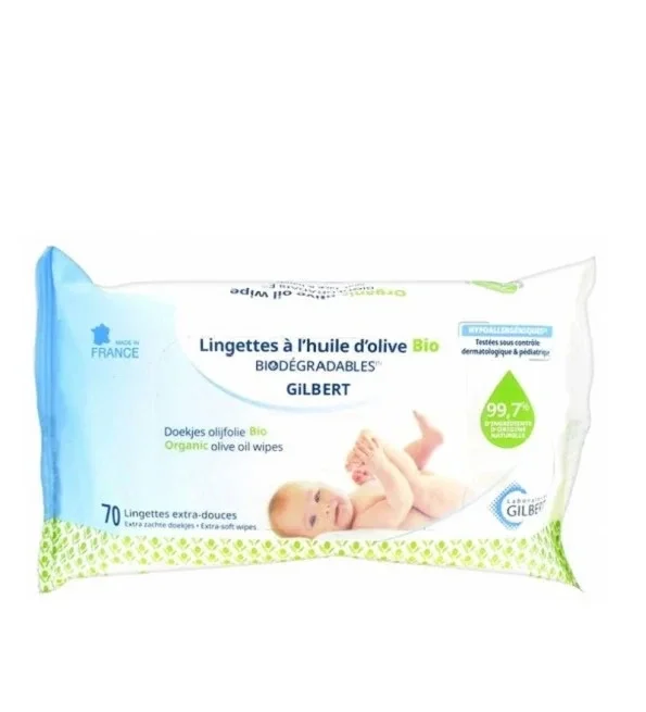 Gilbert Lingettes à l’Huile d’Olive Bio 70 unités