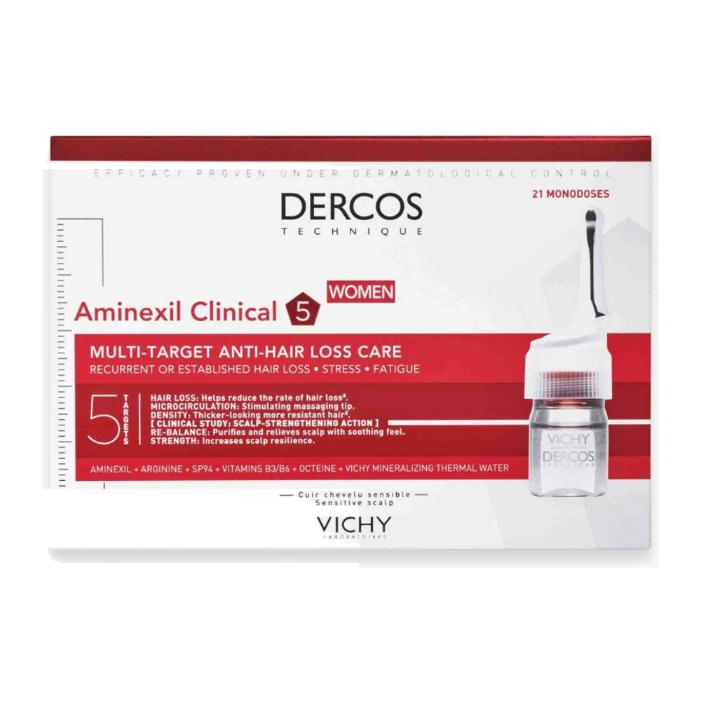 Vichy Dercos Aminexil Clinical 5 Femmes Traitement Anti-Chute Monodoses 21u