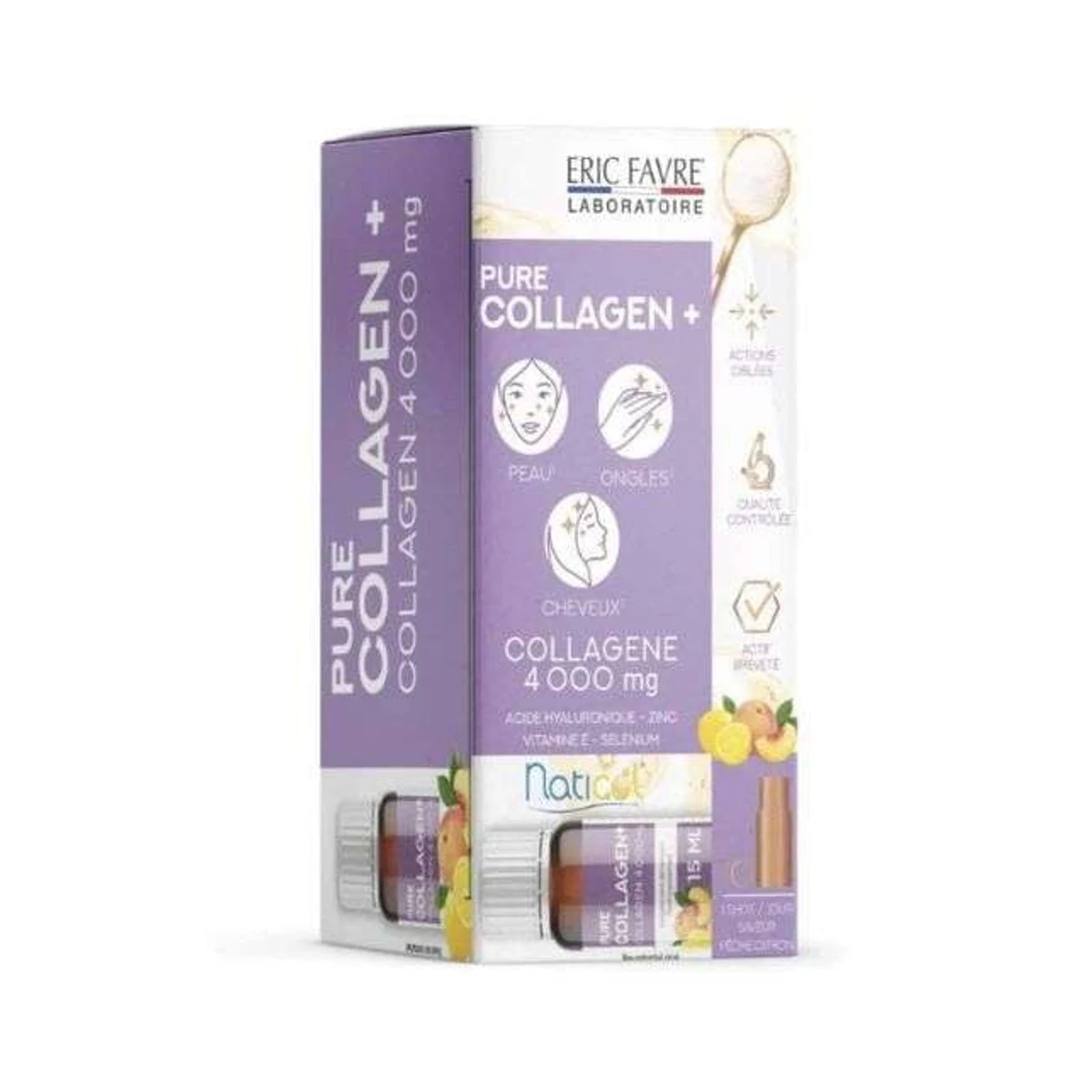 Eric Favre Pure Collagen Plus Saveur Peche Citron 10 Ampoules 15 ml